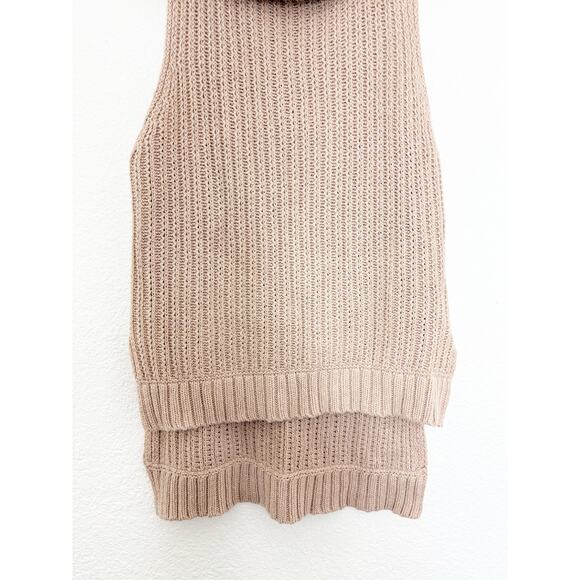 7 For All Mankind Tan Knit Sleeveless Sweater Sz Medium Turtleneck Quiet Luxury - Picture 8 of 12